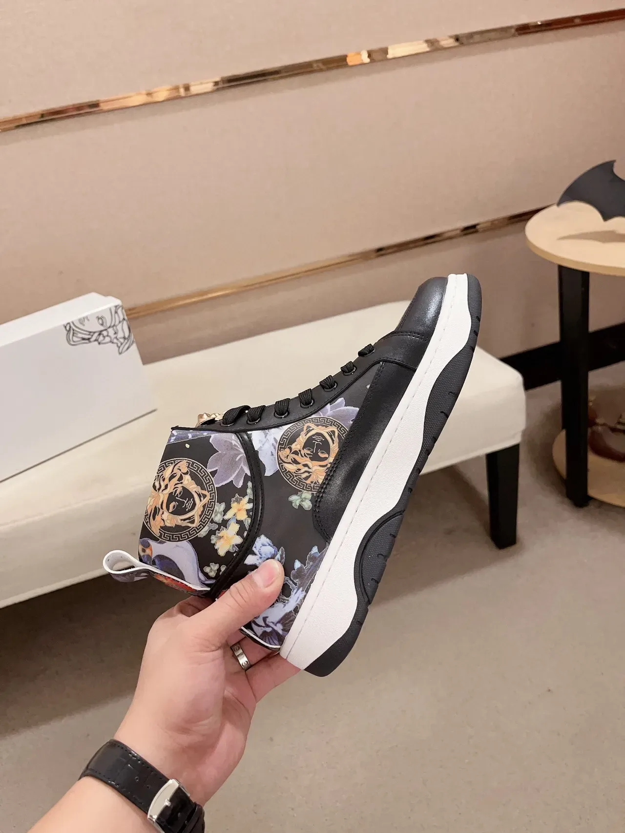 Versace Chain Reaction Floral Print Medusa Hardware Lifestyle Sneakers 6