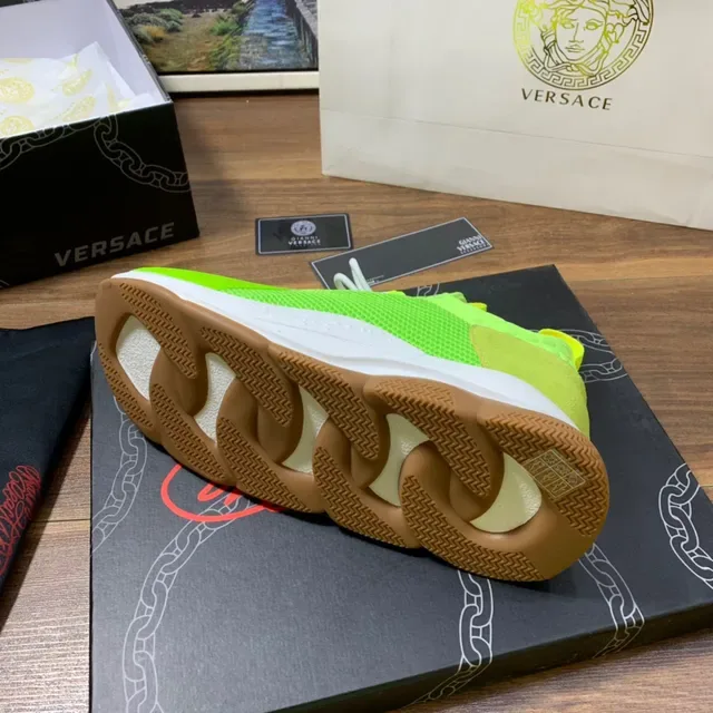 Versace Chain Reaction Neon Green Mesh Chunky Sneakers 2