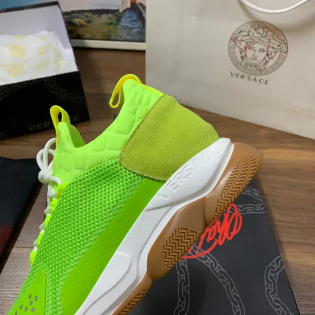 Versace Chain Reaction Neon Green Mesh Chunky Sneakers 3