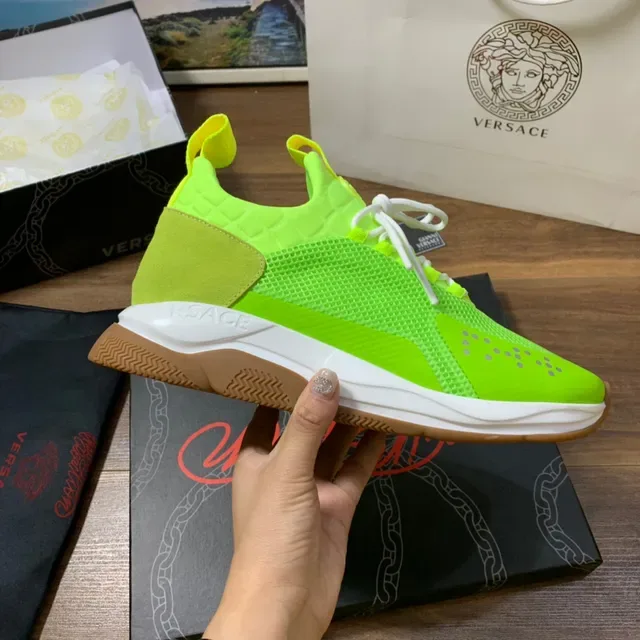Versace Chain Reaction Neon Green Mesh Chunky Sneakers 4