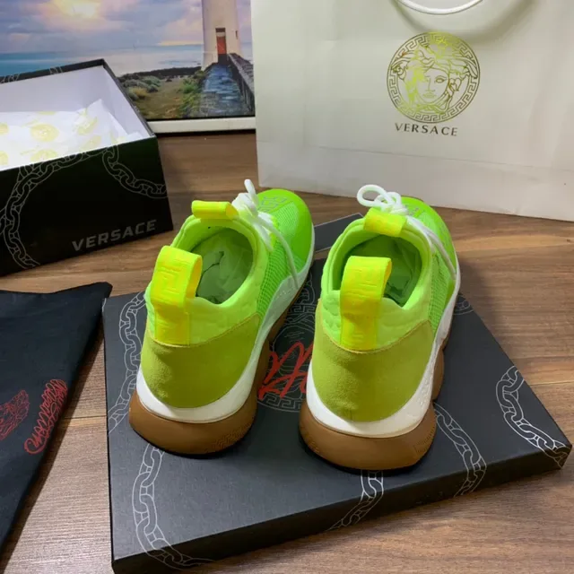 Versace Chain Reaction Neon Green Mesh Chunky Sneakers 5