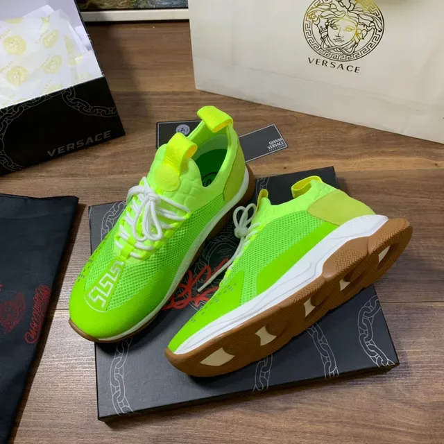 Versace Chain Reaction Neon Green Mesh Chunky Sneakers 6