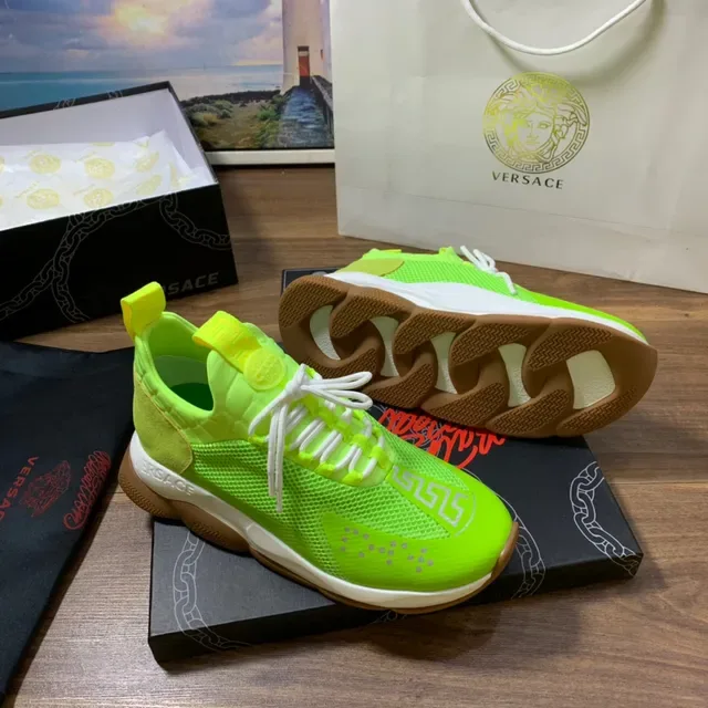 Versace Chain Reaction Neon Green Mesh Chunky Sneakers 7