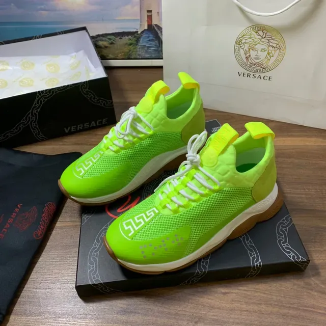 Versace Chain Reaction Neon Green Mesh Chunky Sneakers 8