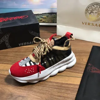 Versace Chain Reaction लाल काला बेज चंकी स्नीकर
