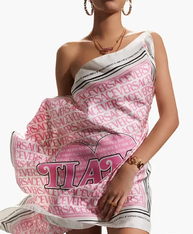 Versace Corrente Dourada Rosa Esmaltada com Placa de Nome 3
