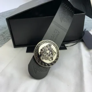Versace Greca Medusa काला चमड़ी पट्टा