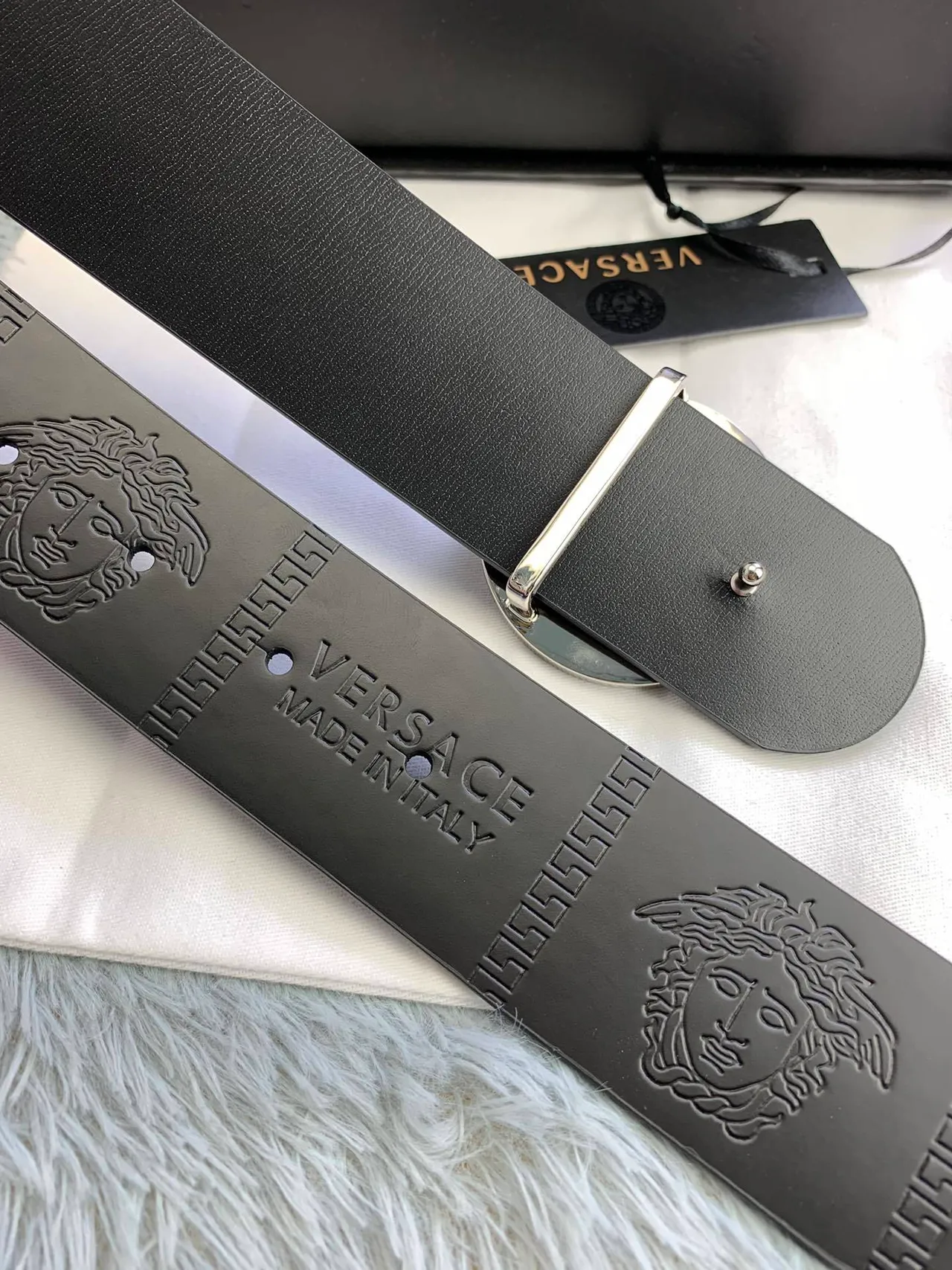 Versace Greca Medusa Black Leather Belt 2