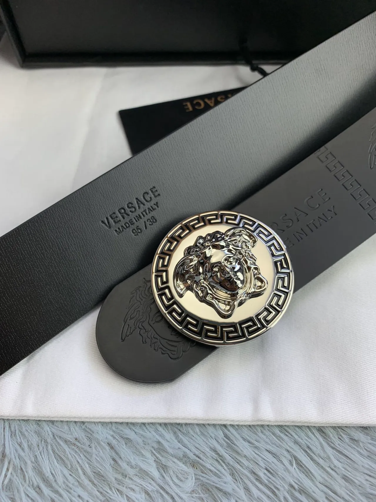 Versace Greca Medusa Black Leather Belt 3