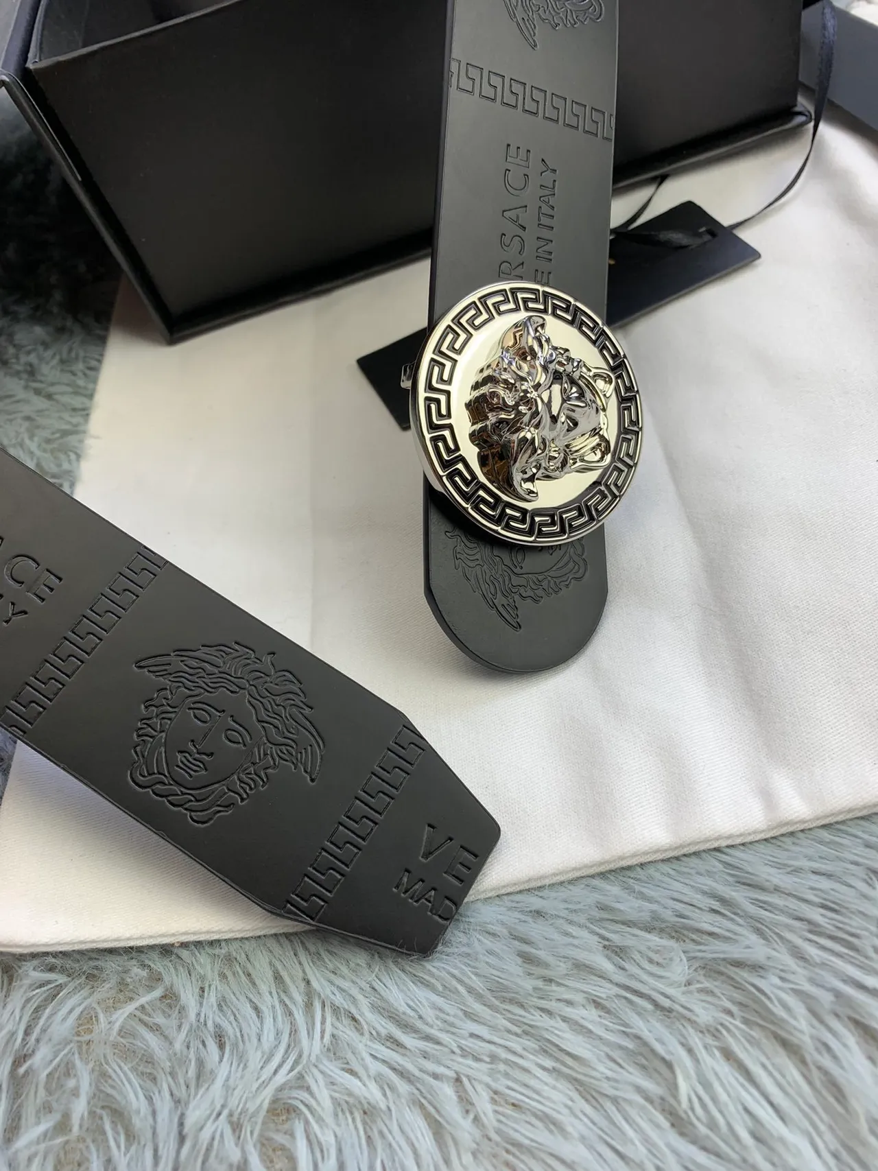 Versace Greca Medusa Black Leather Belt 4