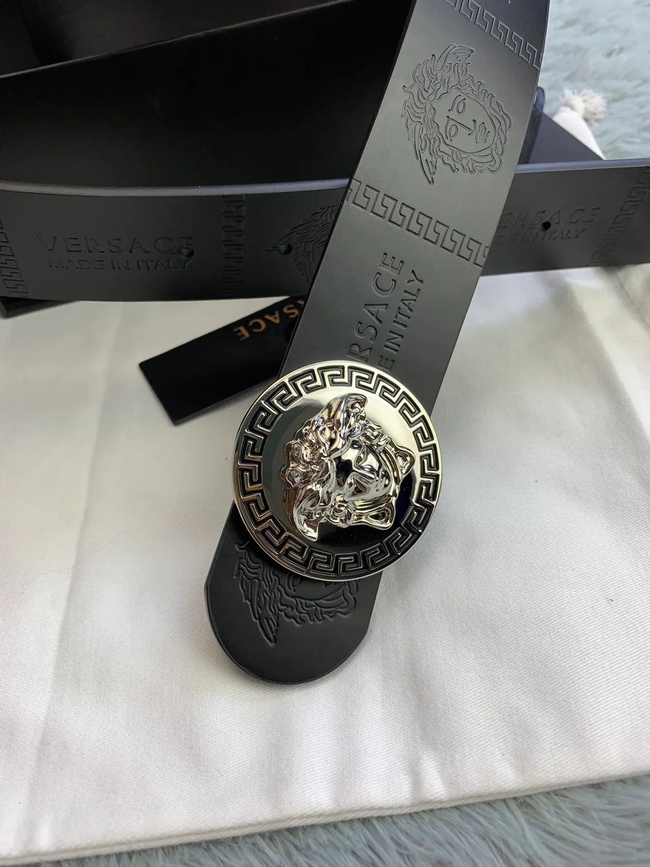 Versace Greca Medusa Black Leather Belt 5