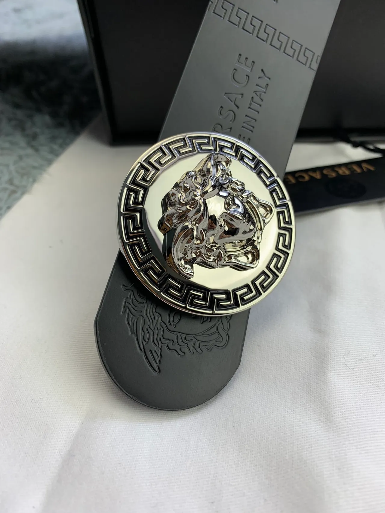 Versace Greca Medusa Black Leather Belt 6