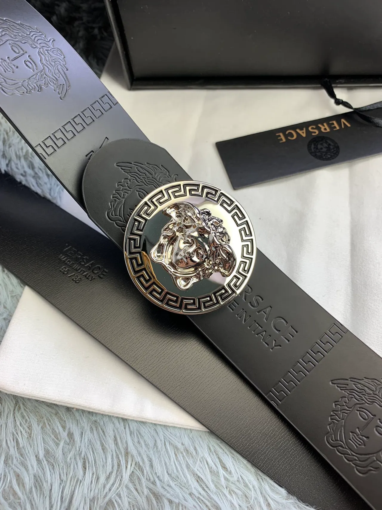 Versace Greca Medusa Black Leather Belt 7