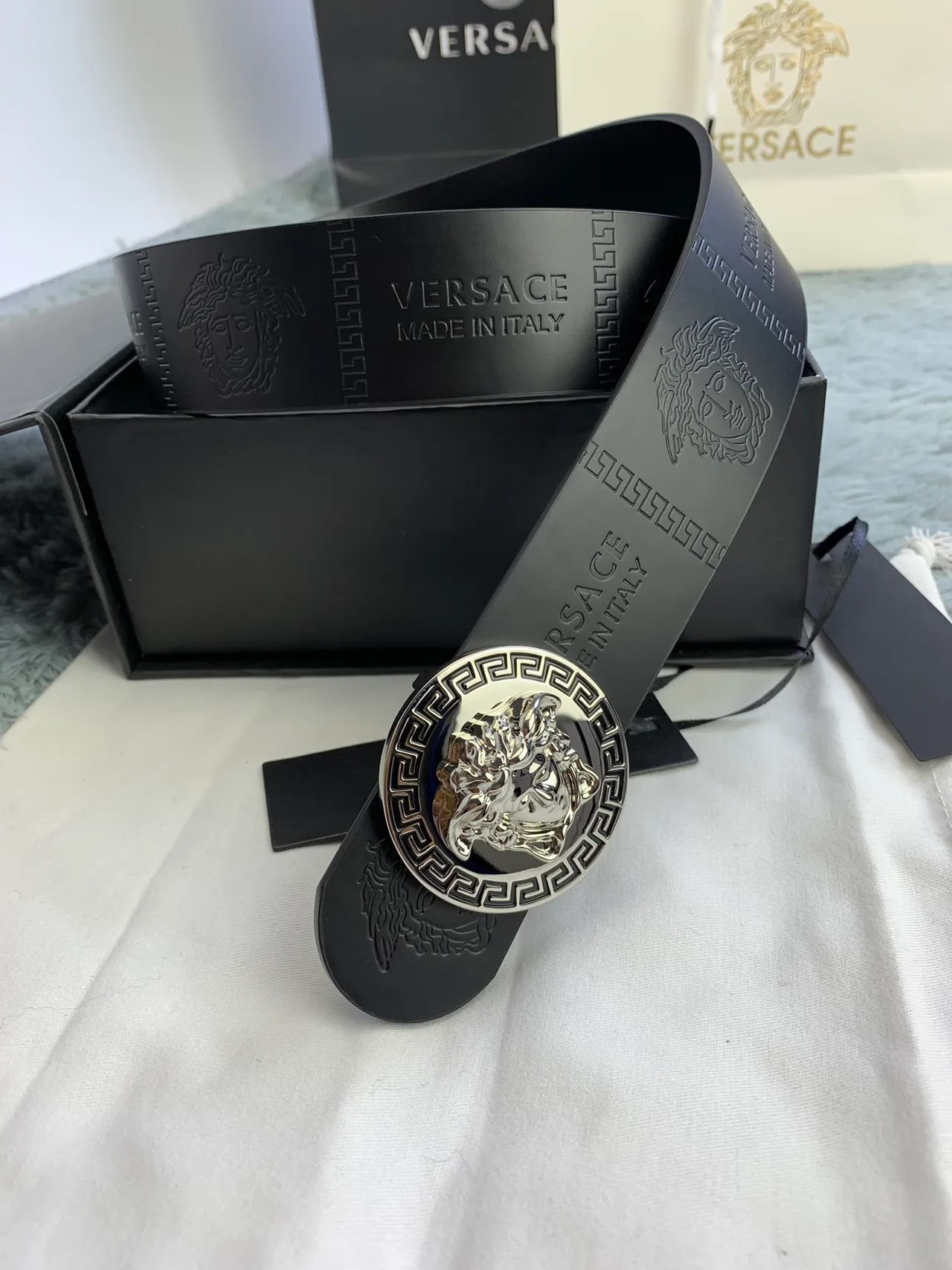 Versace Greca Medusa Black Leather Belt 9