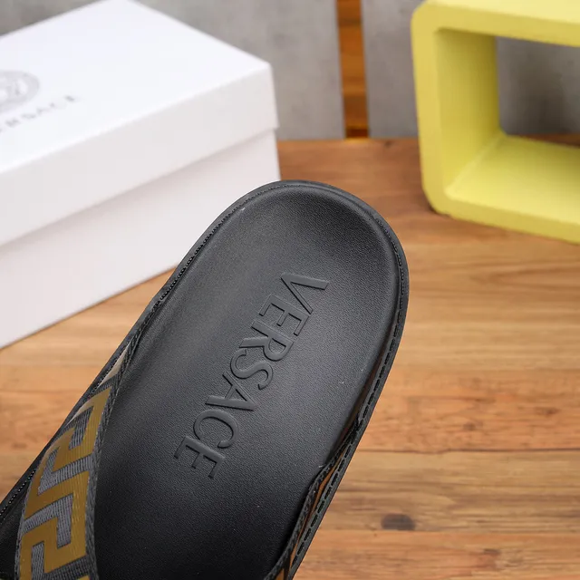 Versace Greca Odissea Black and Gold Slide Slippers 3