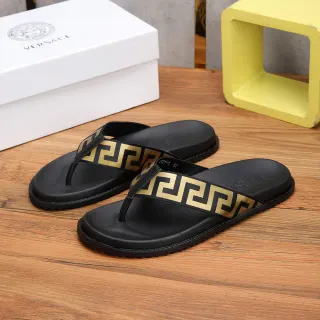 Versace Greca Odissea 黑色金色拖鞋