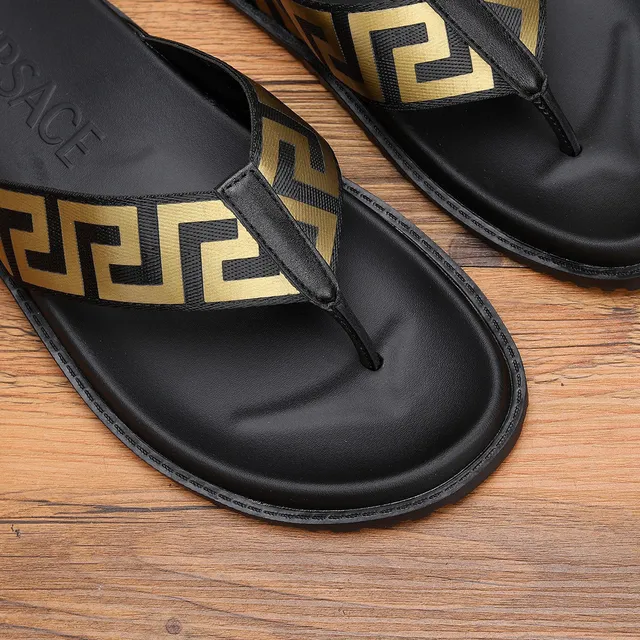 Versace Greca Odissea Black and Gold Slippers 2