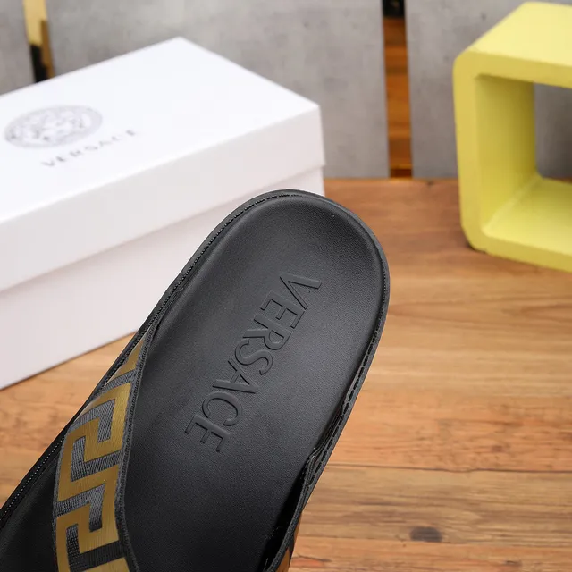 Versace Greca Odissea Black and Gold Slippers 5