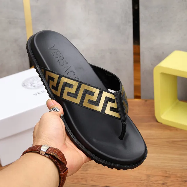 Versace Greca Odissea Black and Gold Slippers 6