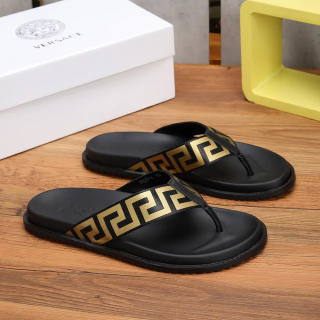 Versace Greca Odissea Black and Gold Slippers 7