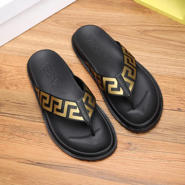 Versace Greca Odissea Black and Gold Slippers 9