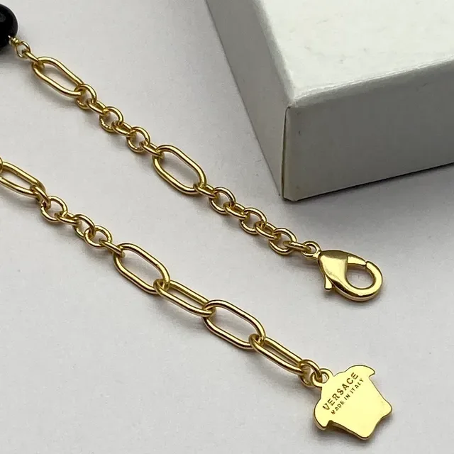 Versace Greca Odissea Dorado Medusa Moneda y Perla Collar 5