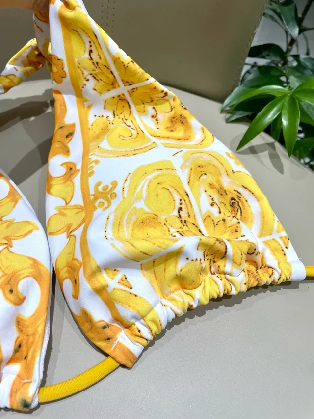 Versace Greca Print Halter Triangle Top and Low-Rise Briefs Swimwear 2