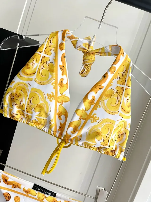 Versace Greca Print Halter Triangle Top and Low-Rise Briefs Swimwear 7