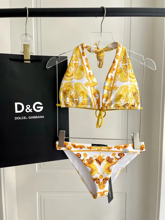 Versace Greca Print Halter Triangle Top and Low-Rise Briefs Swimwear 8