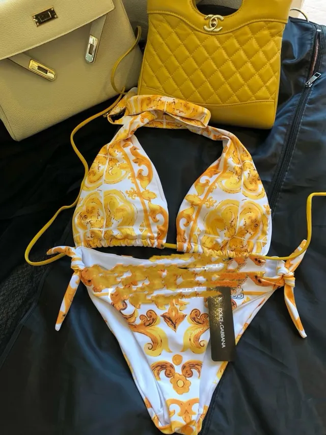 Versace Greca Print Halter Triangle Top and Low-Rise Briefs Swimwear 9
