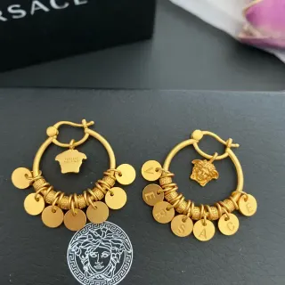 Versace Iconic Medusa Hoop Gold Motif Earrings