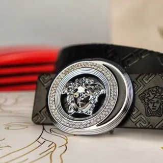 Versace Medusa क्रिस्टल हेलो लेदर बेल्ट