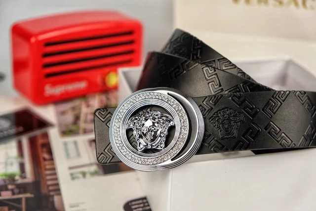 Versace Medusa Crystal Halo Leather Belt 2