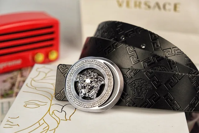 Versace Medusa Crystal Halo Leather Belt 3