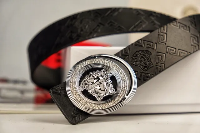 Versace Medusa Crystal Halo Leather Belt 4