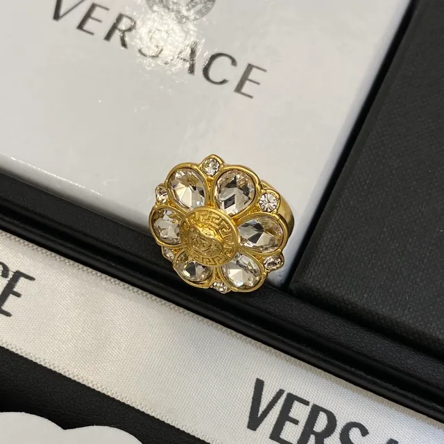 Versace Medusa Flower Broche Cristal Doré 5