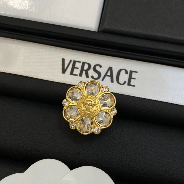 Versace Medusa Flower Broche Cristal Doré 6