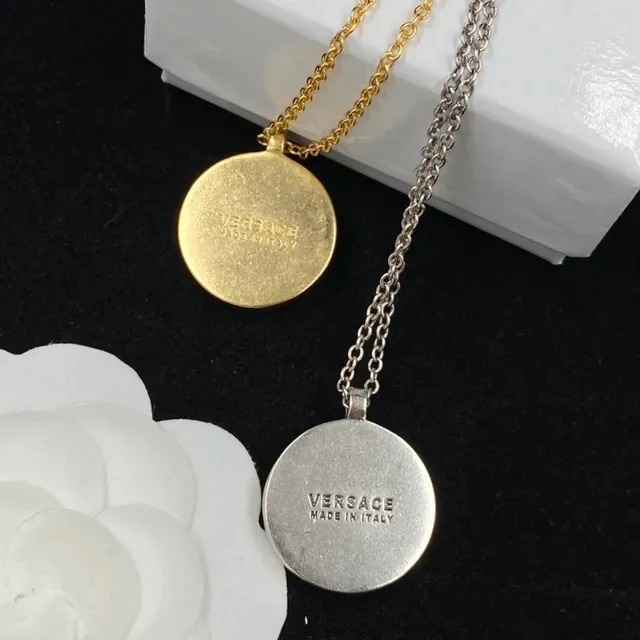 Collier Versace Medusa Medallion Bleu Argent Circulaire Pendentif Tête 3