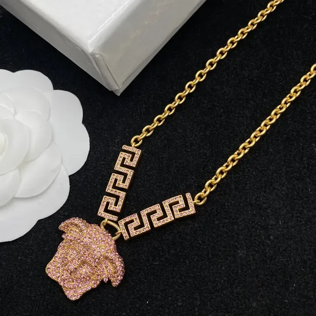 Collier Versace Medusa Chaîne Pavé Cristal Doré 7