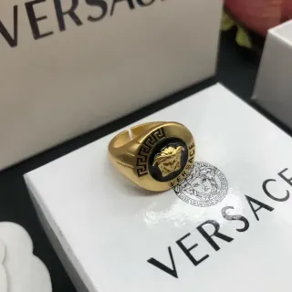 Versace Medusa 印章戒指 金黑珐琅