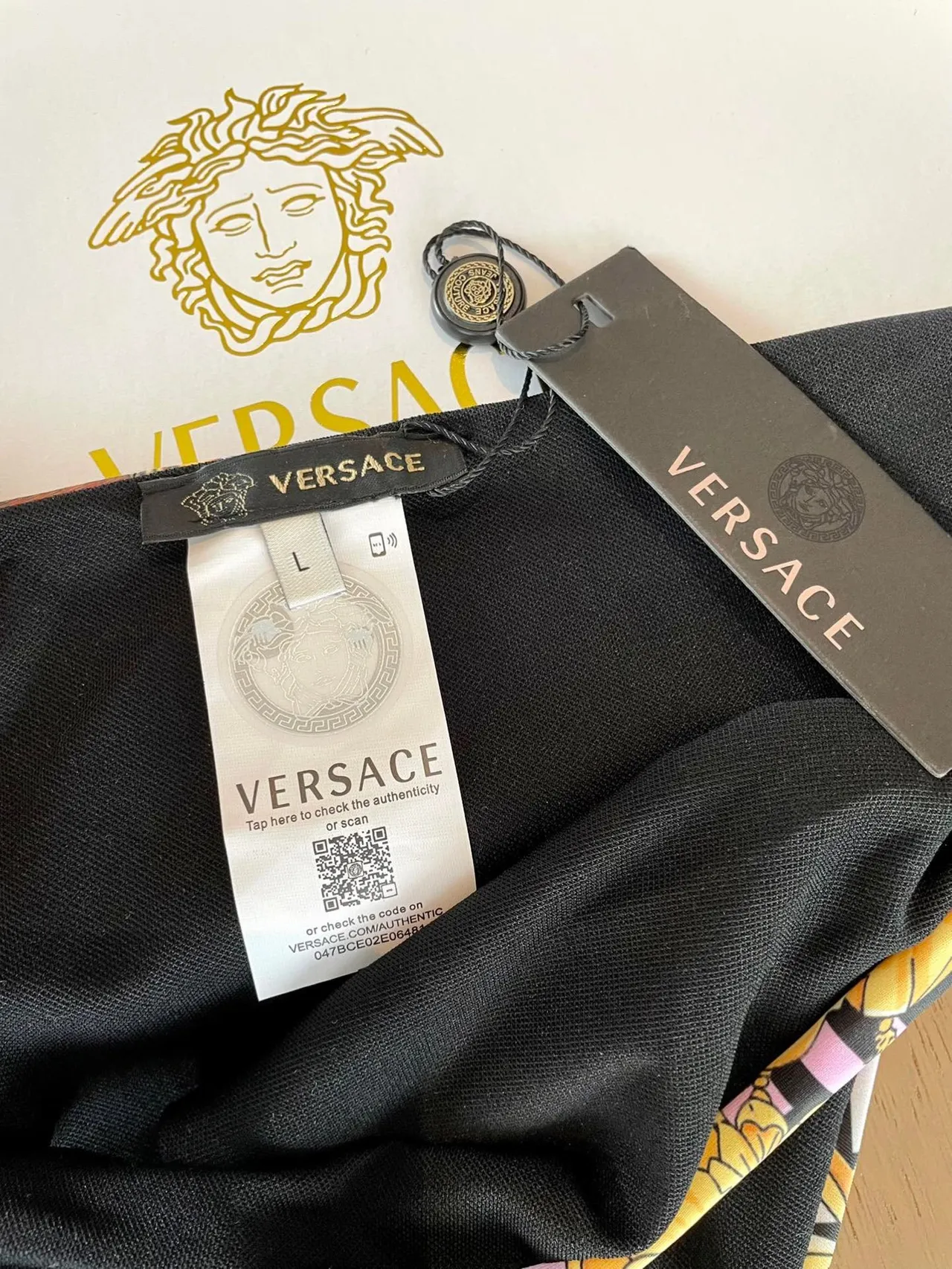 Versace Multicolor Gold Halter Triangle Top Side-Tie Bottoms Swimwear 2