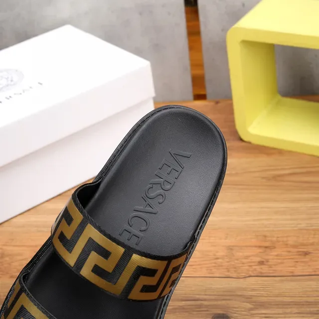 Versace Odissea Greca Black and Gold Slippers 2