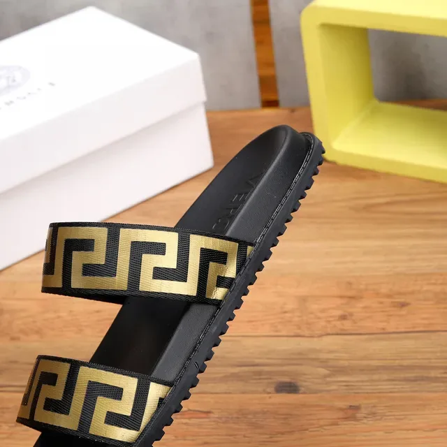 Versace Odissea Greca Black and Gold Slippers 4