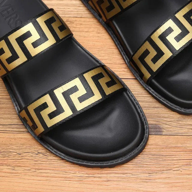 Versace Odissea Greca Black and Gold Slippers 6