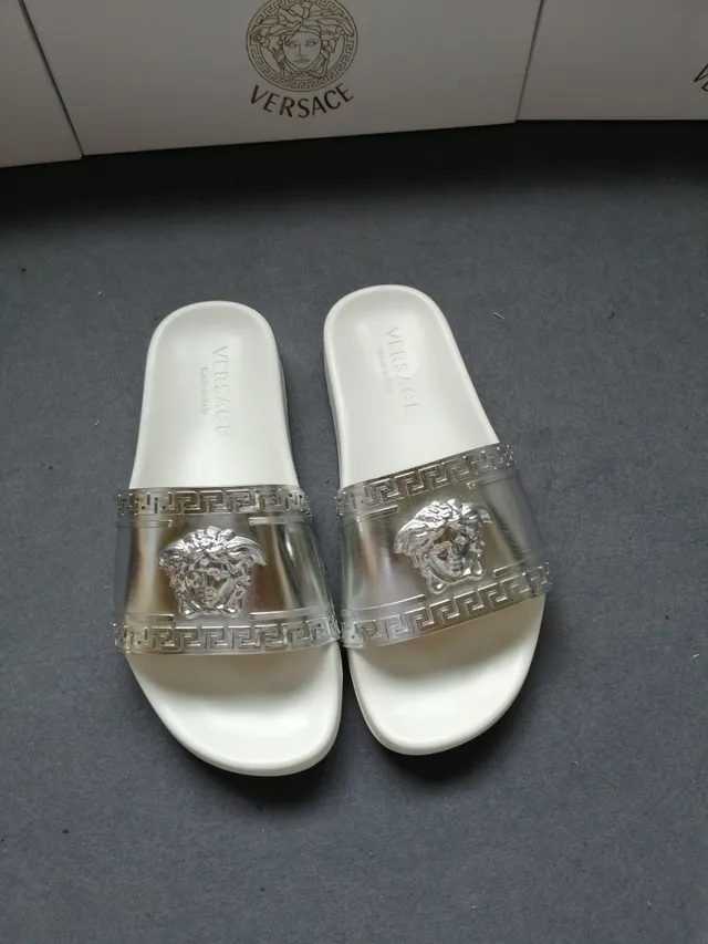 Versace Odissea Medusa Greca Strap White Slippers 2