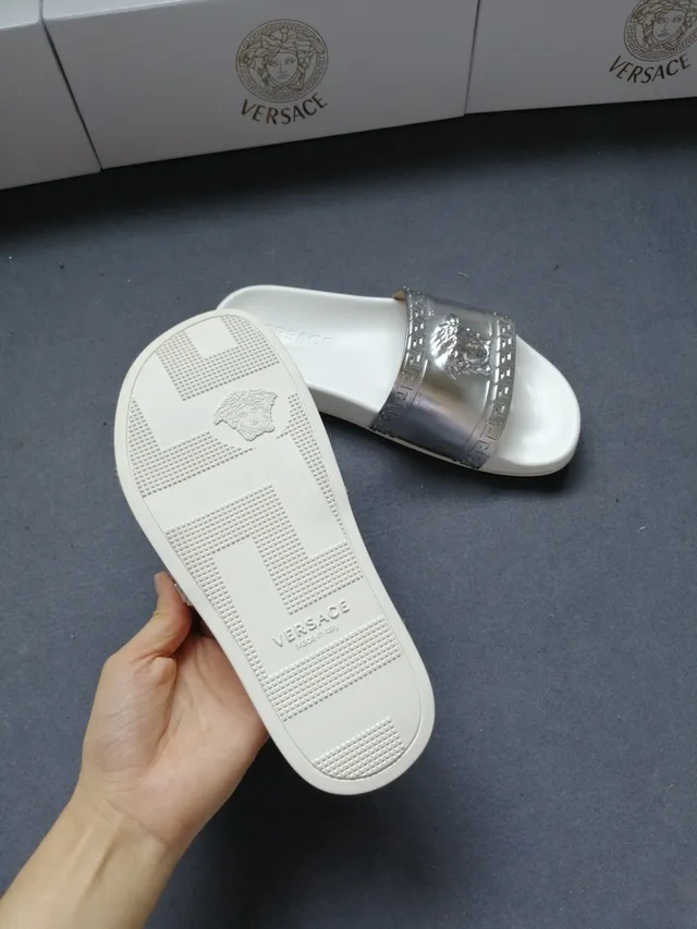 Versace Odissea Medusa Greca Strap White Slippers 3