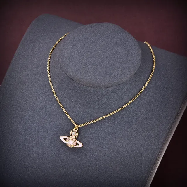 Vivienne Westwood Orb Pink Enamel Gold-Tone Necklace 3