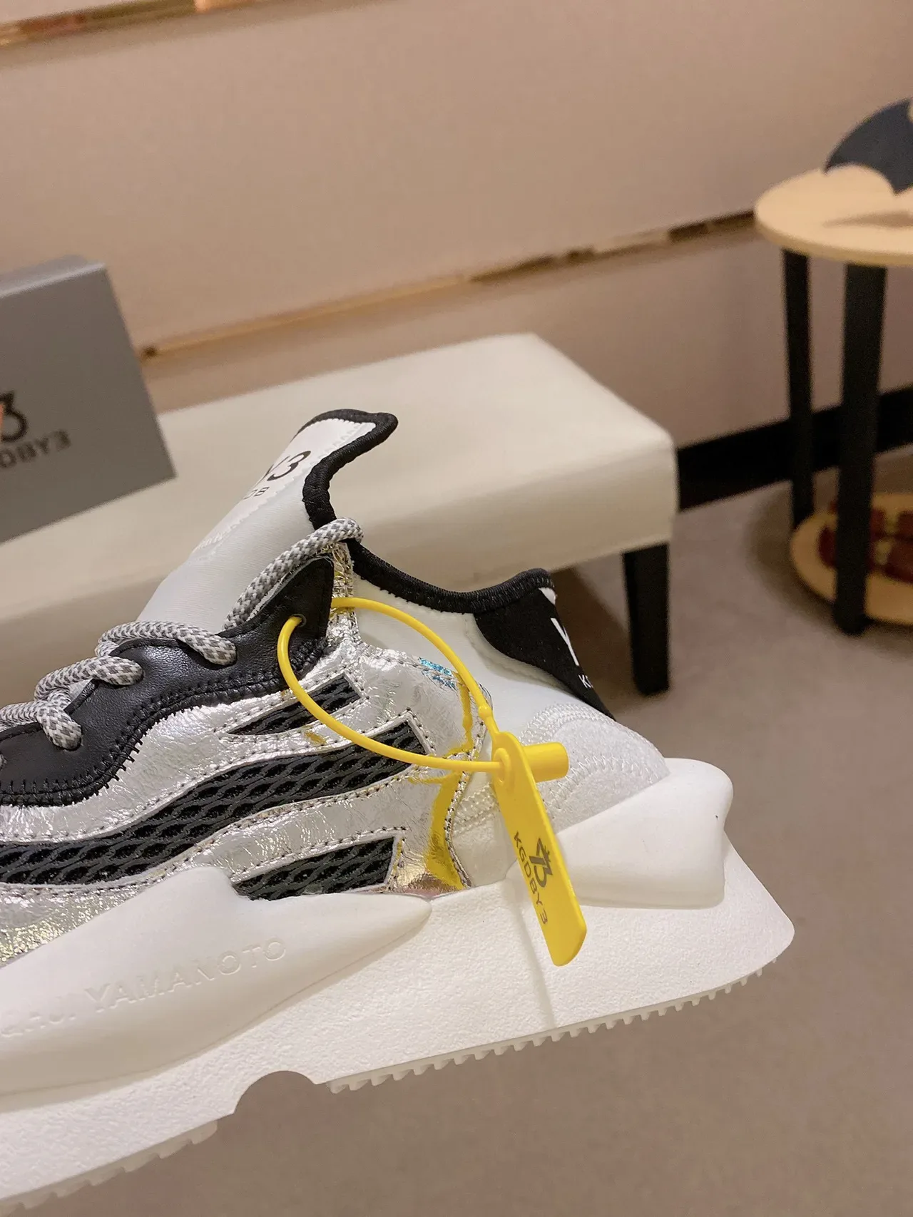 Y-3 KOB Metallic Silver Black Chunky Sneakers 4