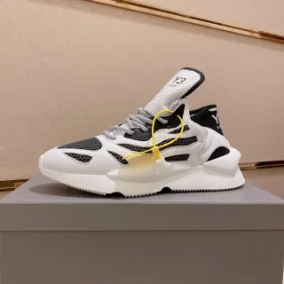 Y-3 Kobo White Black Sculpted Midsole Mesh-and-Leather Overlay Chunky Sneakers