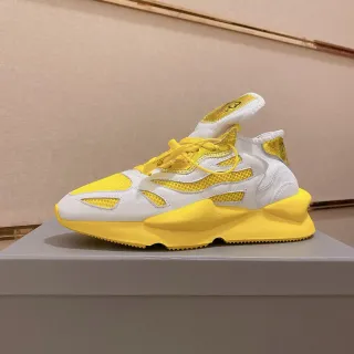 Y-3 Runner White and Yellow Chunky Sneakers